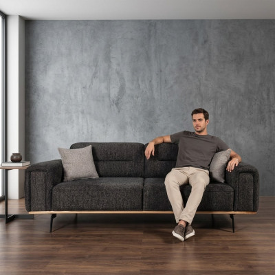 Sofa materiałowa projekt trzyosobowa szara sofa 3 miejsce do siedzenia tapicerowana sofa kanapa