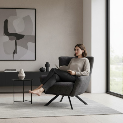 Pokój dzienny Fotel EarsFotel FabricFotel Grey Podkładka Siedziba jednoosobowa