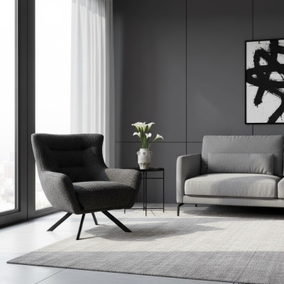 Pokój dzienny Fotel EarsFotel FabricFotel Grey Podkładka Siedziba jednoosobowa