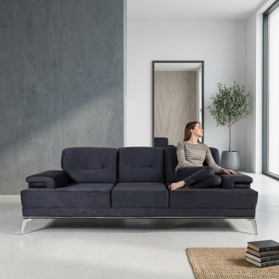 Kanapa trzyosobowa sofa materiałowa projekt niebieska sofa 3 miejsce do siedzenia tapicerowana sofa