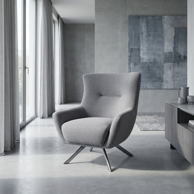 FabricFotel Living Room Jednomiejscowy Fotel EarsFotel Szary Podkładka Siedziba