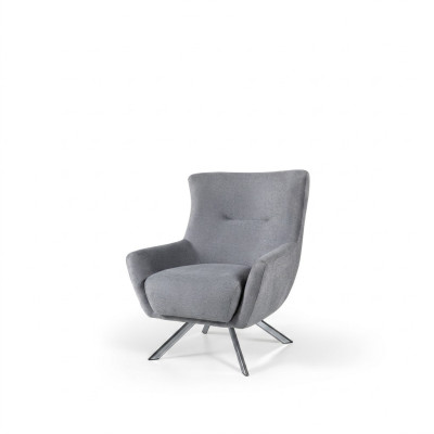 FabricFotel Living Room Jednomiejscowy Fotel EarsFotel Szary Podkładka Siedziba