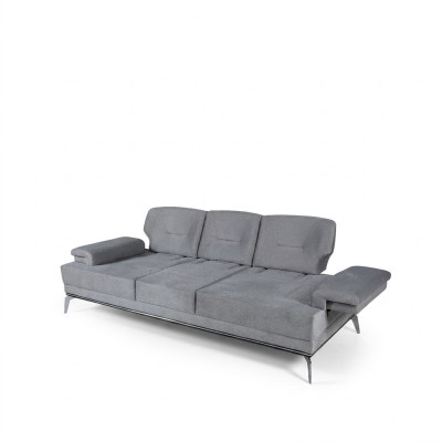Sofa materiałowa sofa trzyosobowa szara 3 miejsce siedzące tapicerowana sofa kanapa