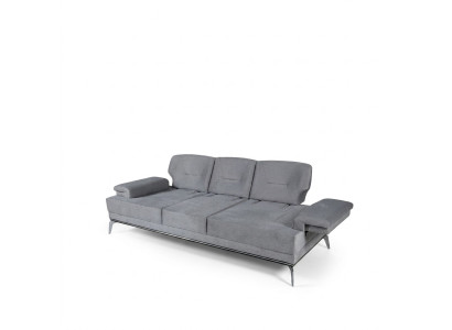 Sofa materiałowa sofa trzyosobowa szara 3 miejsce siedzące tapicerowana sofa kanapa