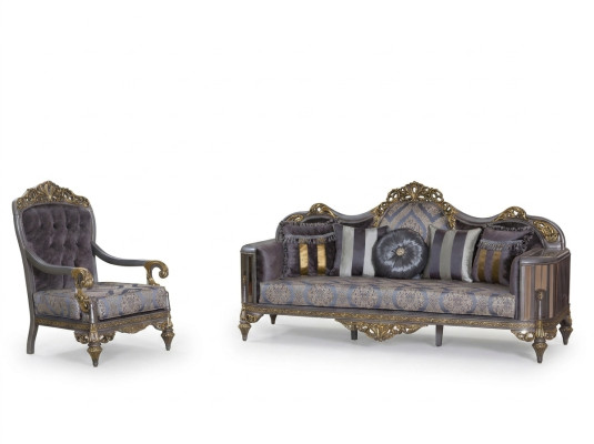 Sofa Chesterfield Fioletowy stolik kawowy Designerska Grupa 3-częściowa. Salon