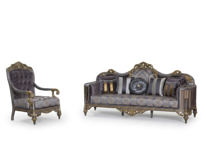 Sofa Chesterfield Fioletowy stolik kawowy Designerska Grupa 3-częściowa. Salon