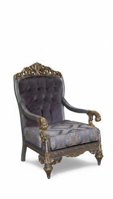 Elegancki klasyczny fotel z ozdobnymi wzorami i designem Chesterfield