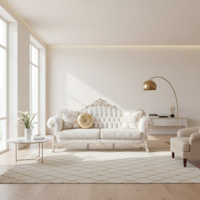 Sofa 3 miejsce do siedzenia Podkładka Włókienniczy Materiał Chesterfield Kanapy Trzyosobowe Nowe