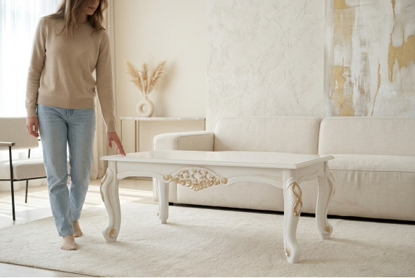 Luksusowy stolik kawowy Klasyczny stolik do kawy Stolik Drewno 130x80