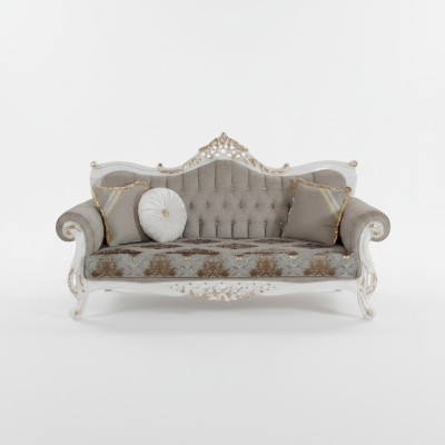 Klasyczna sofa w stylu Chesterfield do salonu Szary salon