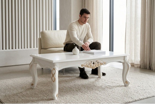 stolik kawowy Tabela Luxury Table Living Room Design stoły Prostokątny Biały