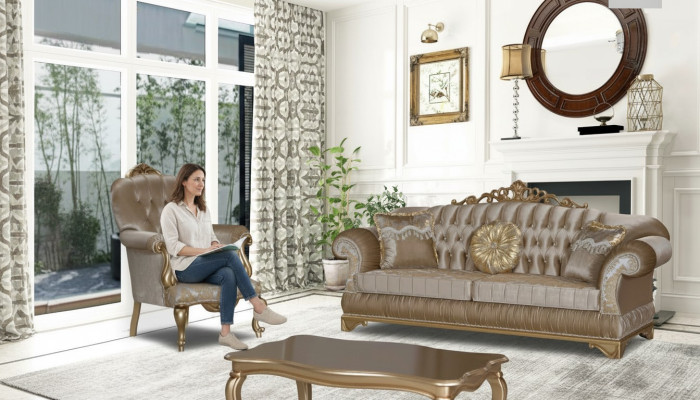 Design Chesterfield 3+1 Siedziba stolik kawowy Włókienniczy Couch Fotel Podkładka Sofa Kanapy