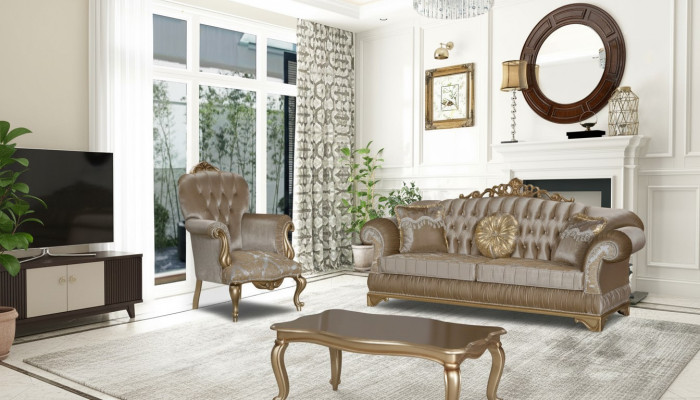 Design Chesterfield 3+1 Siedziba stolik kawowy Włókienniczy Couch Fotel Podkładka Sofa Kanapy