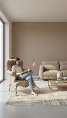 Klasyczna fotografia z beżowym wystrojem i designem Chesterfield w salonie