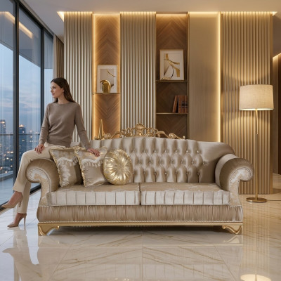 Wygodna sofa o klasycznym stylu oraz niepowtarzalnym designie i dekoracji