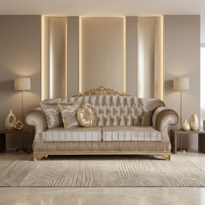 Wygodna sofa o klasycznym stylu oraz niepowtarzalnym designie i dekoracji
