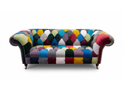 Sofa Chesterfield Podkładka Design Wielobarwna Siedziba Włókienniczy Couch Living Room