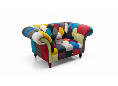 Fotel Design Chesterfield Lounge Wielokolorowa Sofa Jednoosobowa 130cm Nowość