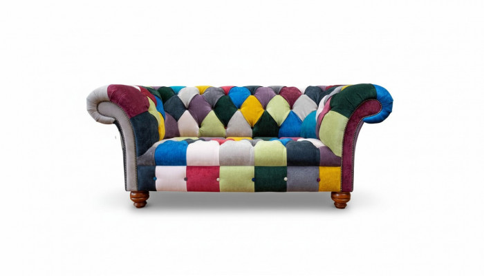 Sofa 2 miejsce do siedzenia Chesterfield Włókienniczy Couch Podkładka Design Luxury Multicolored