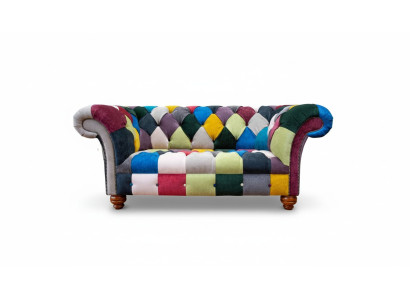 Sofa 2 miejsce do siedzenia Chesterfield Włókienniczy Couch Podkładka Design Luxury Multicolored