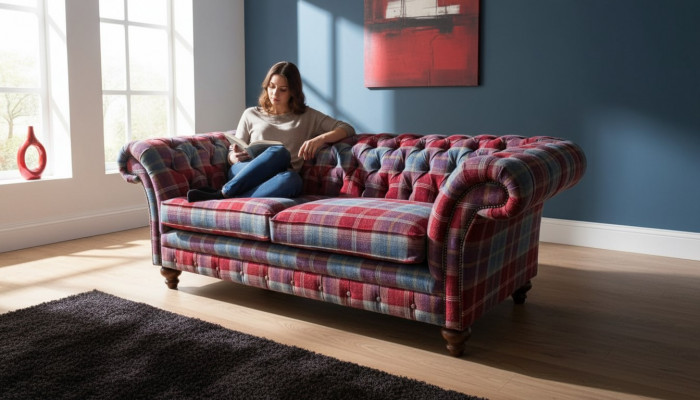 Chesterfield Modern 3 miejsce do siedzenia Designerska Sofa Luksusowa Podkładka Couch Material Włókienniczy Nowość