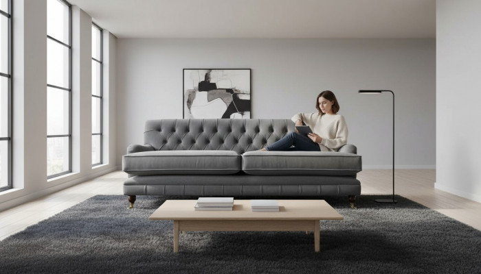 Sofa 3 miejsce do siedzenia Kanapy Art Deco trzyosobowa Nowa luksusowa kanapa włókiennicza Podkładka