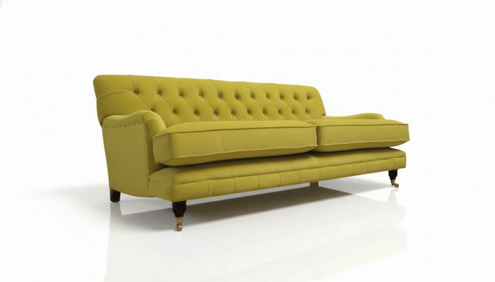 Sofa Chesterfield Podkładka Couch 3 miejsce do siedzenia Żółta Żółta Sofy Kanapy
