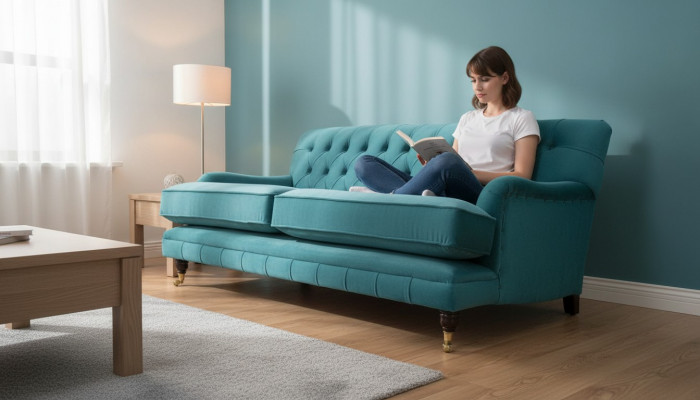 Designerska sofa 3 miejsce do siedzenia Chesterfield Couch Podkładka Siedziba trzyosobowa Włókienniczy
