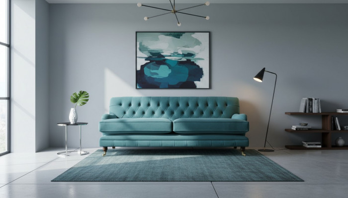 Designerska sofa 3 miejsce do siedzenia Chesterfield Couch Podkładka Siedziba trzyosobowa Włókienniczy