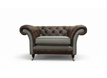Chesterfield EarsFotel Szary Zestaw sofowy Sofa Skórzana Fotel Couch Nowość