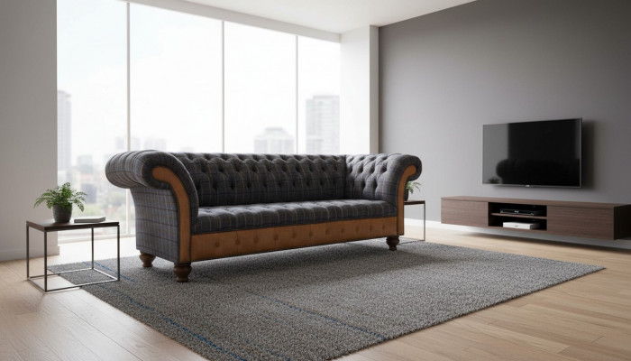 Sofa Luxury Włókienniczy Chesterfield Couch Sofy Podkładka 3 miejsce siedzące Kanapy Nowa