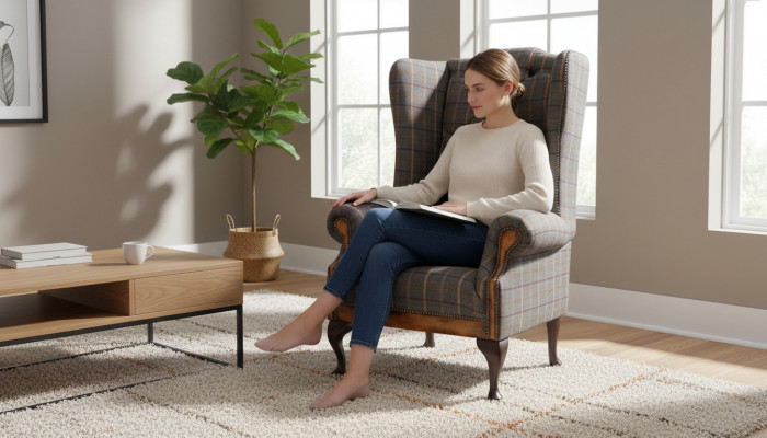 Chesterfield Fotel Couch Podkładka 1 miejsce siedzące Włókienniczy uszyFotel Podkładka