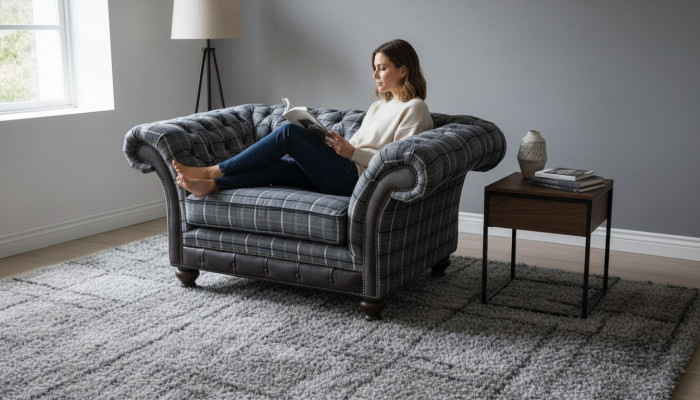 Chesterfield Fotel Couch 1 miejsce do siedzenia Sofa Włókienniczy Materiał Kanapy Podkładka Nowość