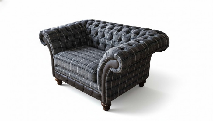 Chesterfield Fotel Couch 1 miejsce do siedzenia Sofa Włókienniczy Materiał Kanapy Podkładka Nowość