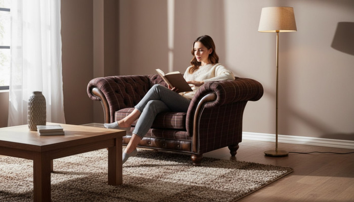 Chesterfield 1 miejsce siedzące Couch Podkładka Siedziba Włókienniczy Materiał Couches Luxury Sofa