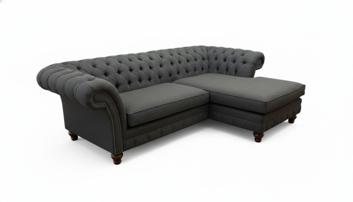 Chesterfield Narożnikowa kanapa Materiał Design Kanapa Siedziba Sofa Włókienniczy Narożnik Nowość