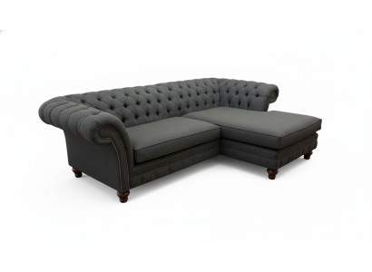 Chesterfield Narożnikowa kanapa Materiał Design Kanapa Siedziba Sofa Włókienniczy Narożnik Nowość