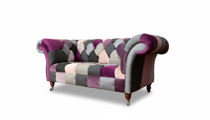 Chesterfield Fabric Sofa Podkładka Design 2 miejsce siedzące Włókienniczy Sofa Szara