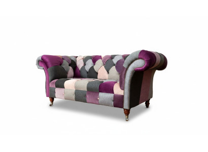 Chesterfield Fabric Sofa Podkładka Design 2 miejsce siedzące Włókienniczy Sofa Szara