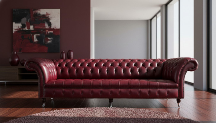 Nowoczesna Sofa 4 miejsce do siedzenia Luksusowe Klasyczne Sofy Skóra Chesterfield