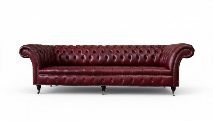 Nowoczesna Sofa 4 miejsce do siedzenia Luksusowe Klasyczne Sofy Skóra Chesterfield