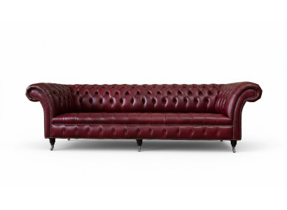 Nowoczesna Sofa 4 miejsce do siedzenia Luksusowe Klasyczne Sofy Skóra Chesterfield