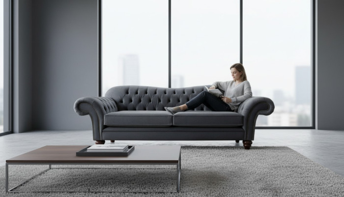 Chesterfield 3 miejsce do siedzenia Włókienniczy Design Sofa Couch Podkładka Couches Luxury