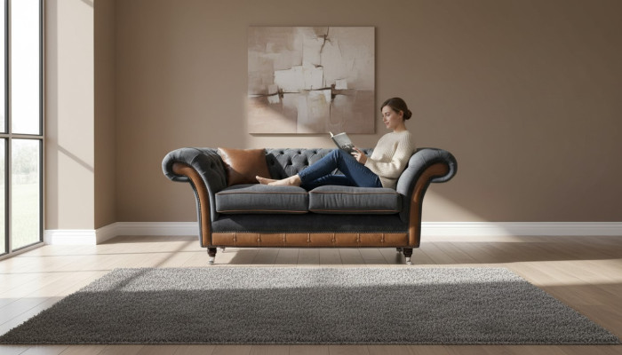 Chesterfield luksusowe 2 miejsce do siedzeniae Podkładka sofa dwuosobowa Skóra kanapy