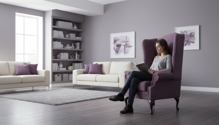 Fotel Chesterfield Włókienniczy Lounge Club Podkładka Lila Luxury EarsFotel