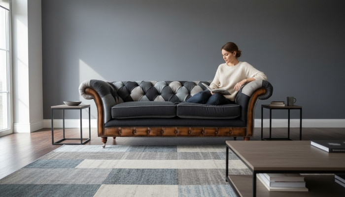 Design Podkładka Sofa 3 miejsce do siedzenia Couch Luxury Classic Włókienniczy Chesterfield