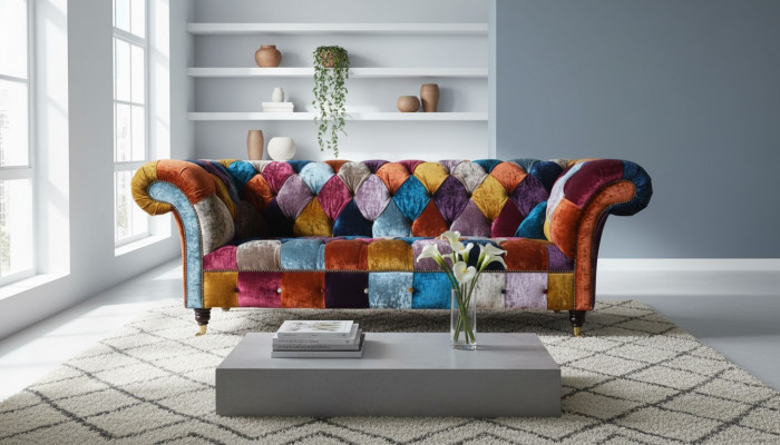 Chesterfield Włókienniczy Sofa Couch Podkładka Sofas Luxury Material 3 miejsce do siedzenia Design