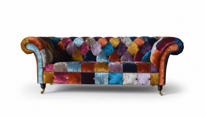 Chesterfield Włókienniczy Sofa Couch Podkładka Sofas Luxury Material 3 miejsce do siedzenia Design