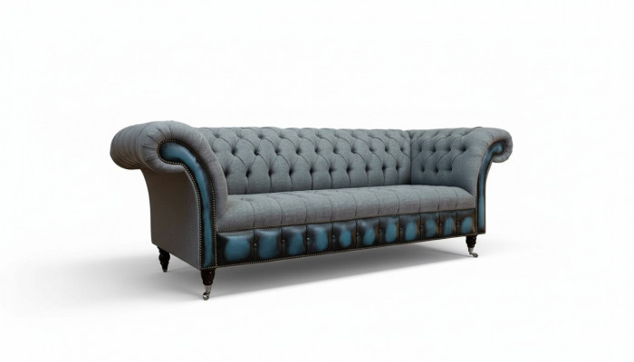 Sofa Chesterfield Podkładka Designerskie Kanapy Sofy Ustawić Trzyosobową Szarą
