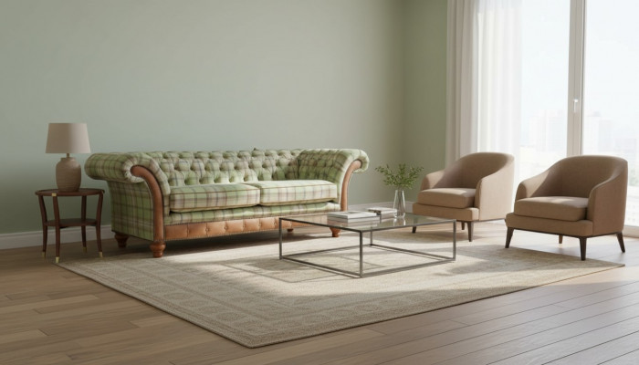 Luksusowa designerska sofa w stylu Chesterfield z trzema siedziskami